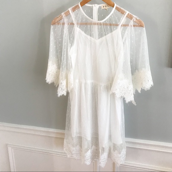 1 Left!/MAGGIE/ 5⭐️ White Ruffled Lace Tunic Dress - Picture 6 of 8